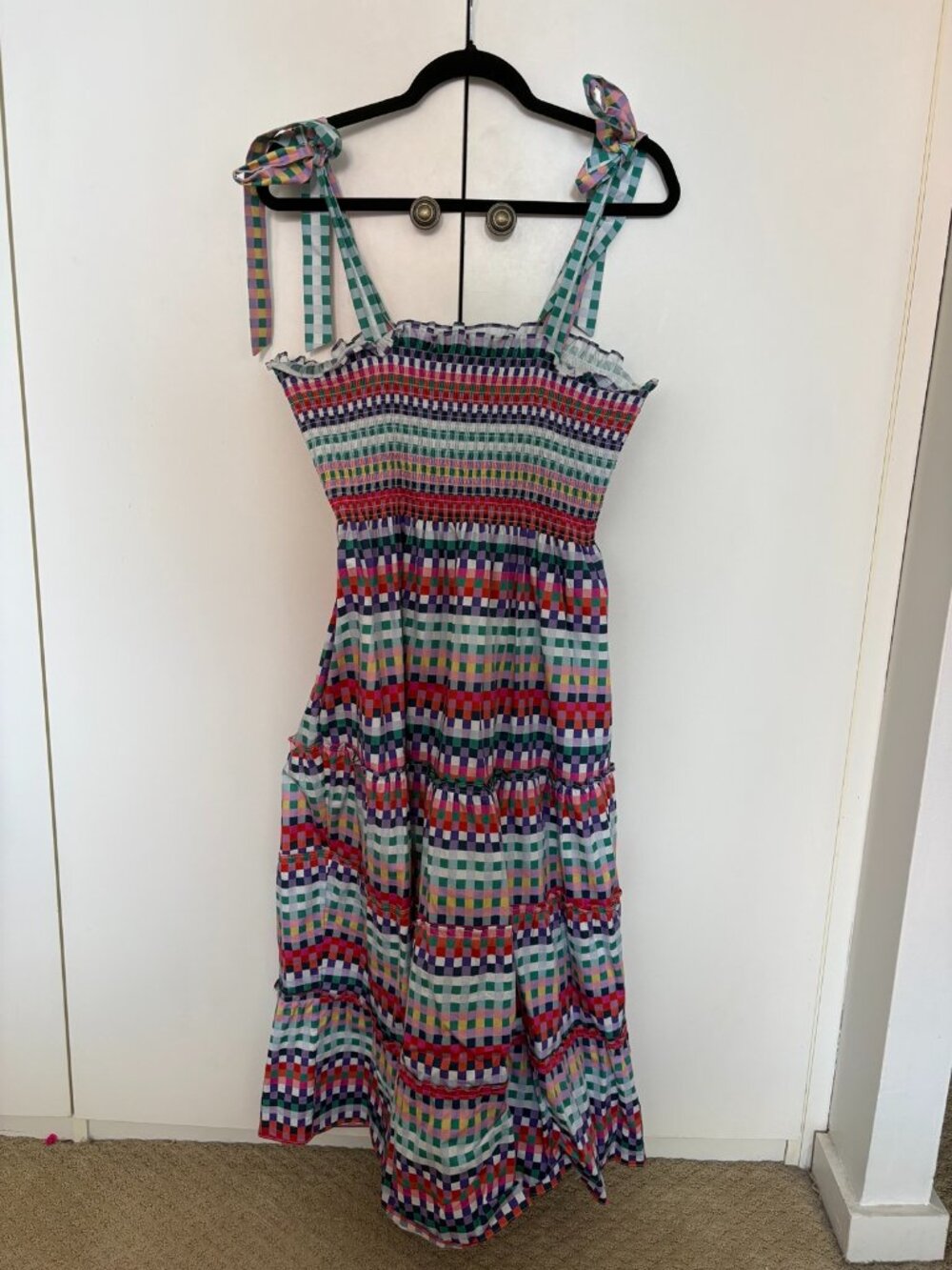 Hill House Home Pearl Nap Dress, Rainbow Gingham, Size L